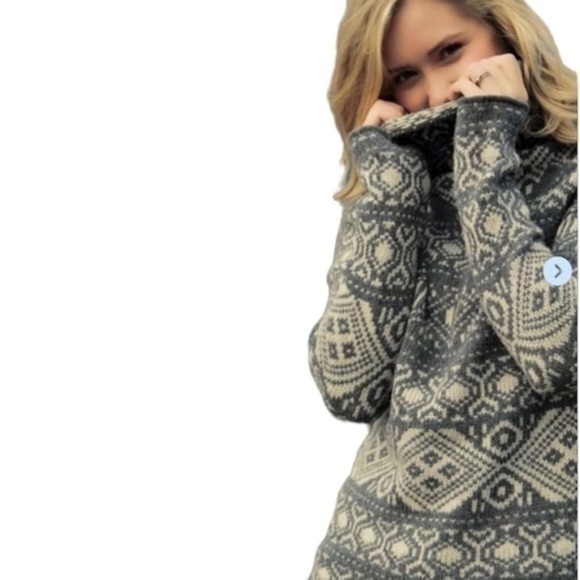 Nordic Style Grey Wool Blend Beautiful Knit Mockneck Sweater Size Extra Large - Picture 12 of 14